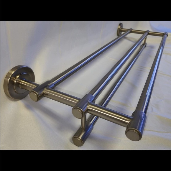 Threshold Other - Threshold 26" Clean Towel Bar with Triple Rod Storage Shelf in Brushed N…